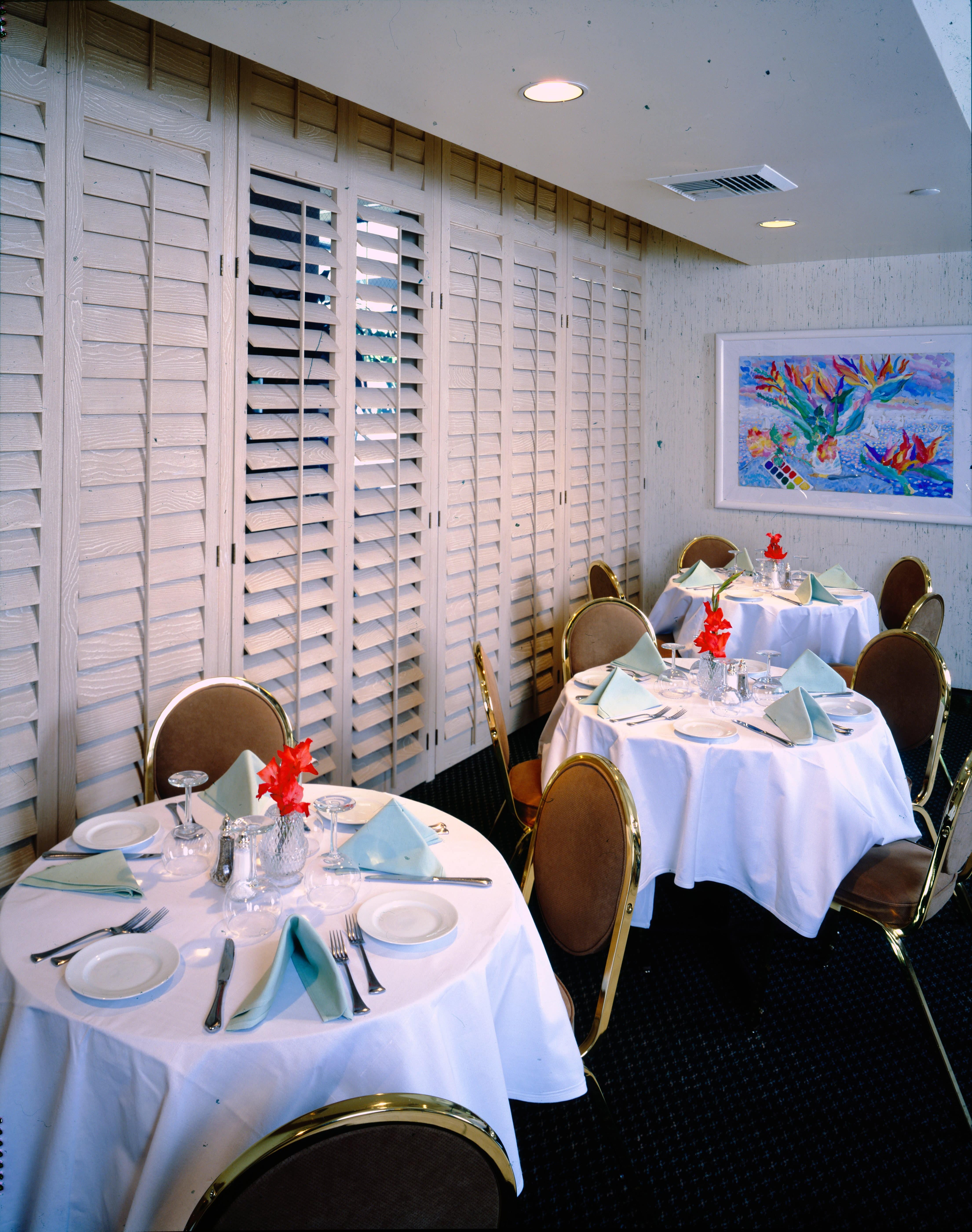 White Full Size Window Shutter Panels And Dining Table Settings